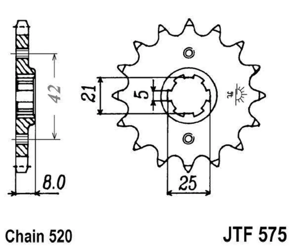 Ověřený Řetězové kolečko JT JTF 575-14 14 zubů, 520
