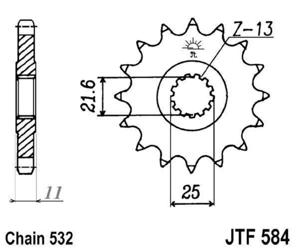 Řetězové kolečko JT JTF 584-16 16 zubů, 532 Aktuální