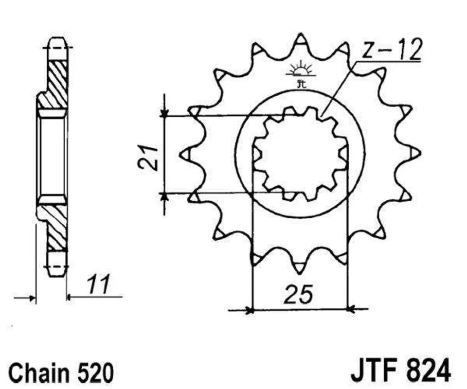 Řetězové kolečko JT JTF 824-15 15 zubů, 520 Dokud Zásoby Vydrží