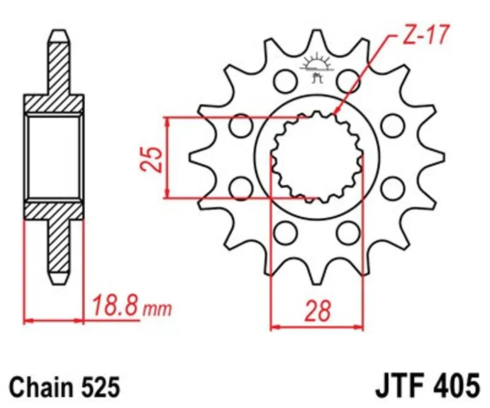 Autentický Řetězové kolečko JT JTF 406-16 16 zubů, 520