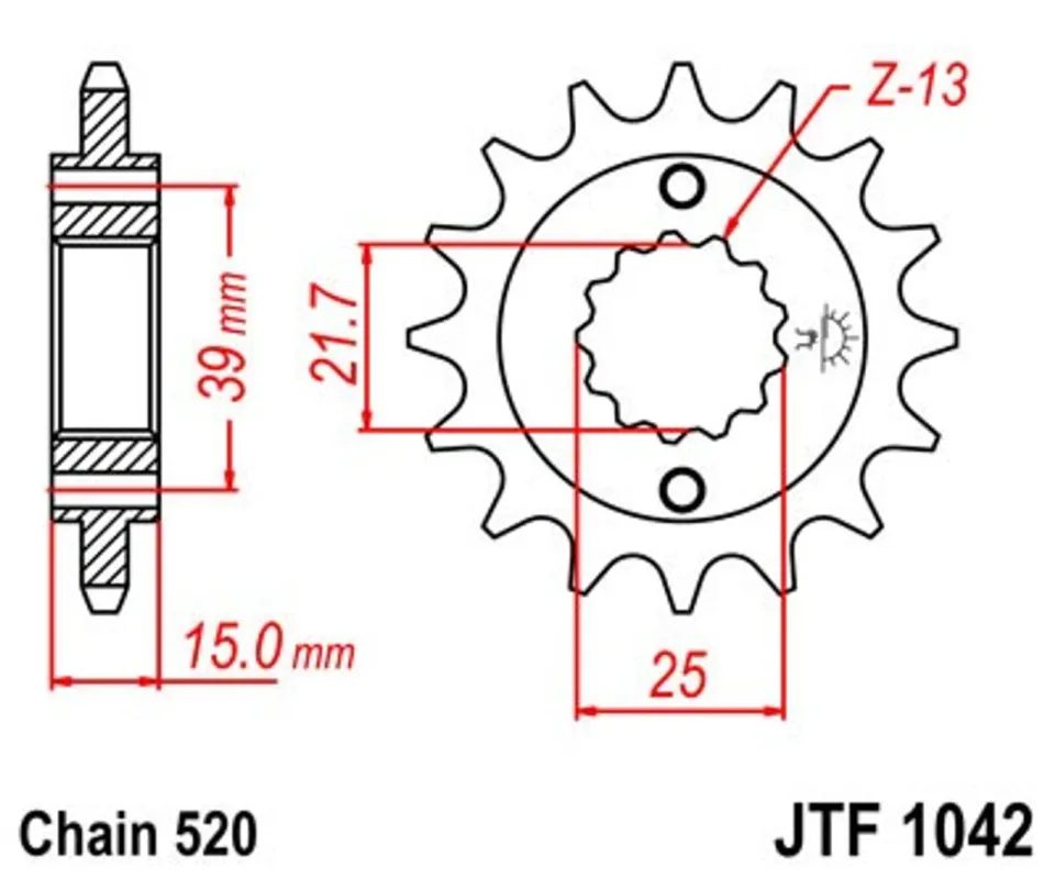 Řetězové kolečko JT JTF 1042-15 15 zubů, 520 Výhodná Nabídka