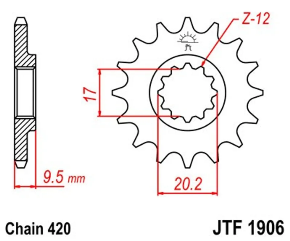 Pouze Dnes Řetězové kolečko JT JTF 1906-15 15 zubů, 420