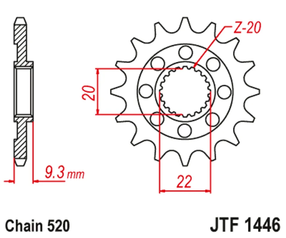 Řetězové kolečko JT JTF 1446-13 13 zubů, 520 Nejlepší Volba