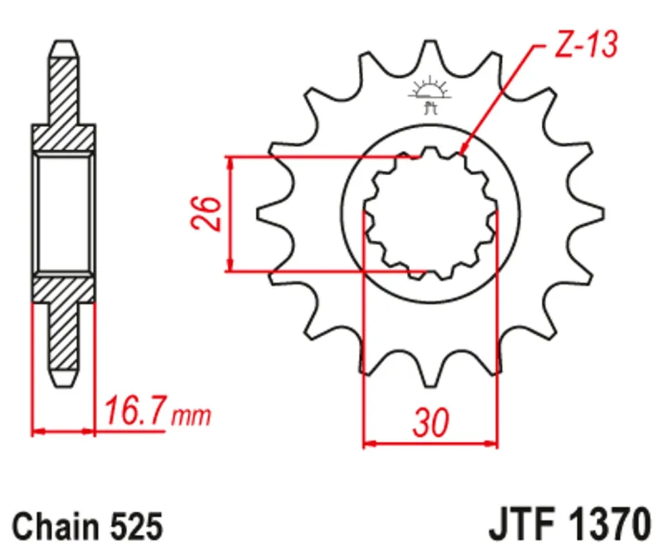 Řetězové kolečko JT JTF 1370-16 16 zubů, 525 Odeslání Ihned