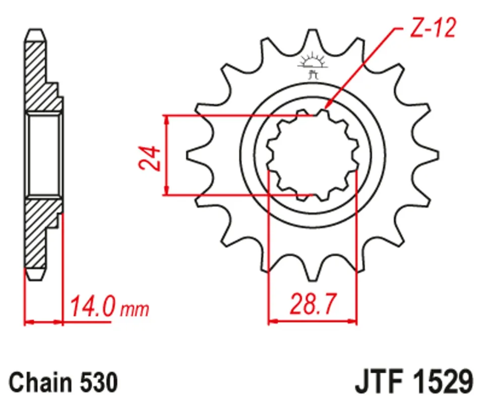 Aktuální Řetězové kolečko JT JTF 1529-17 17 zubů, 520