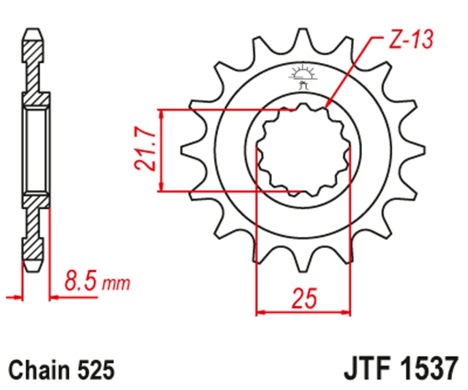 Tovární Cena Řetězové kolečko JT JTF 1537-17 17 zubů, 525