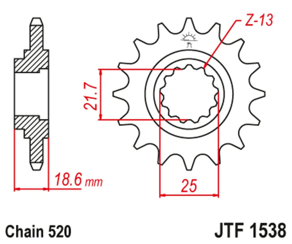 Dokud Zásoby Vydrží Řetězové kolečko JT JTF 1538-15 15 zubů, 520
