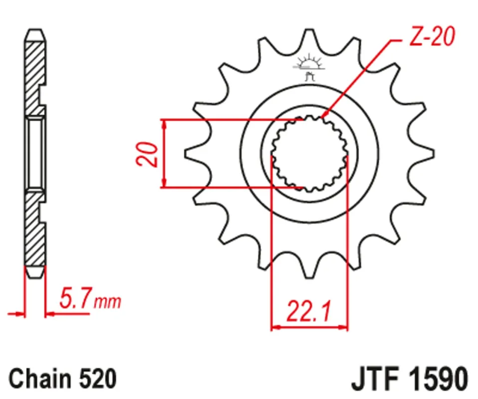 Sezónní Sleva Řetězové kolečko JT JTF 1590-13 13 zubů, 520