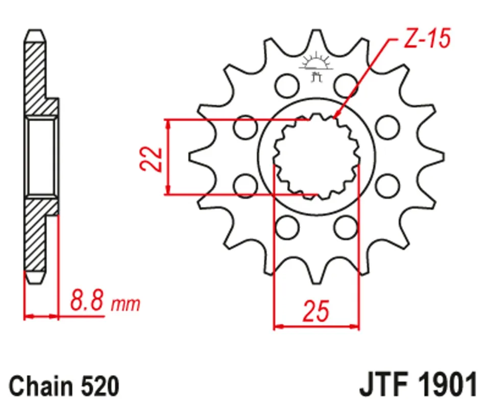 Bezpečná Platba Řetězové kolečko JT JTF 1901-14 14 zubů, 520