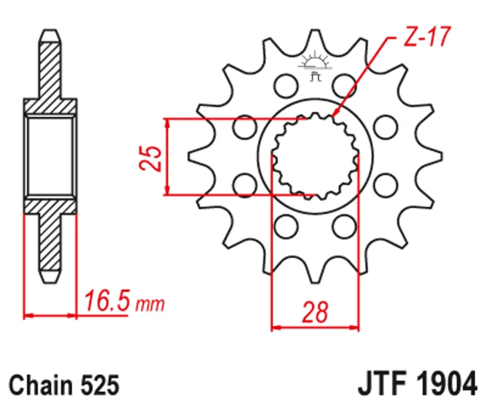 Dokud Zásoby Vydrží Řetězové kolečko JT JTF 1904-17 17 zubů, 525