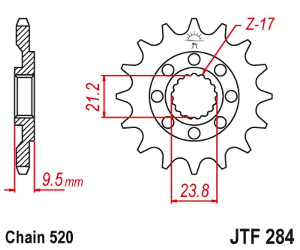 Časově Omezené Řetězové kolečko JT JTF 284-13 13 zubů, 520