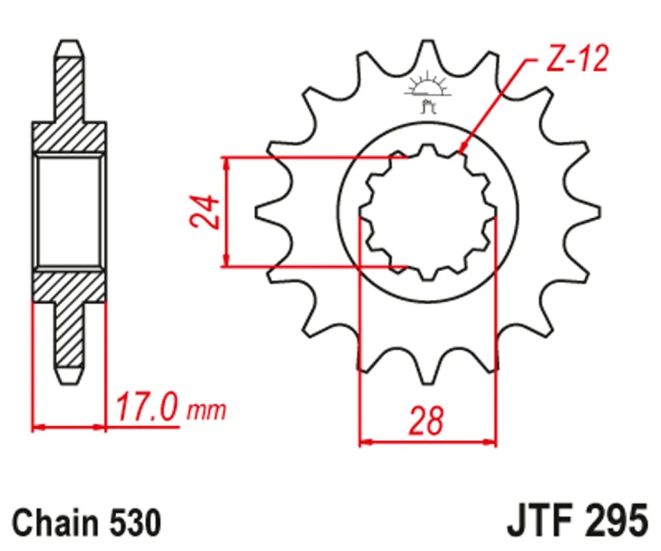 Řetězové kolečko JT JTF 295-15 15 zubů, 530 Originální