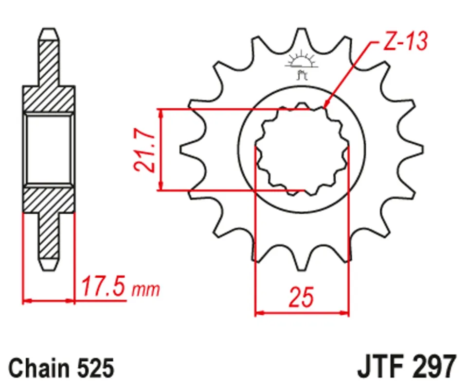 Řetězové kolečko JT JTF 297-15 15 zubů, 525 Nejlepší Cena