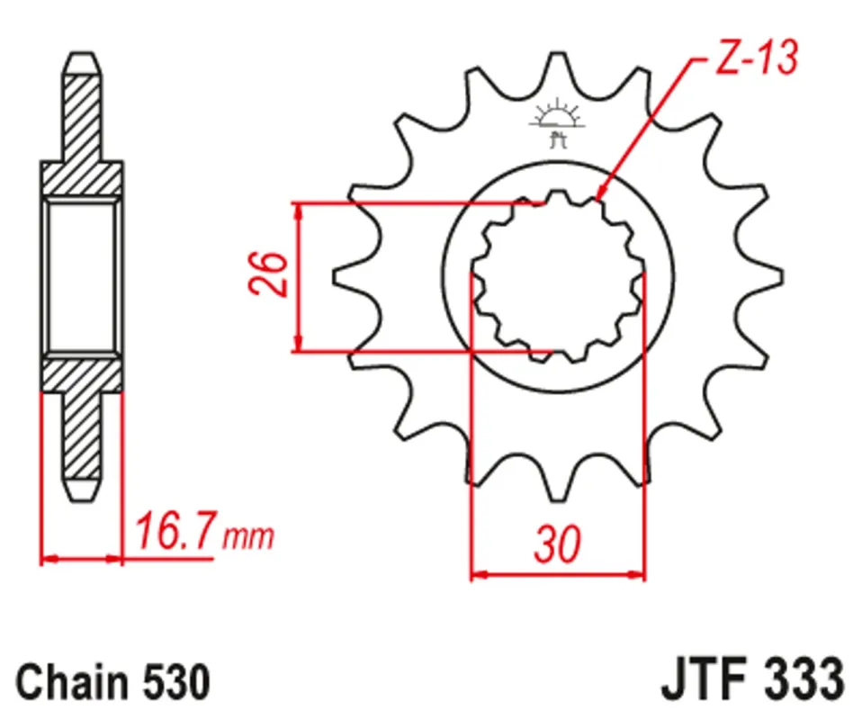 Víkendová Akce Řetězové kolečko JT JTF 333-16 16 zubů, 530