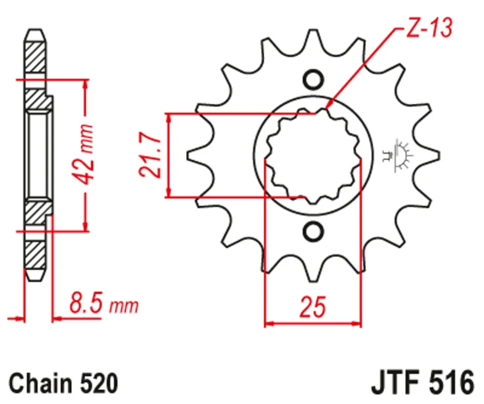 Bezpečná Platba Řetězové kolečko JT JTF 516-16 16 zubů, 520