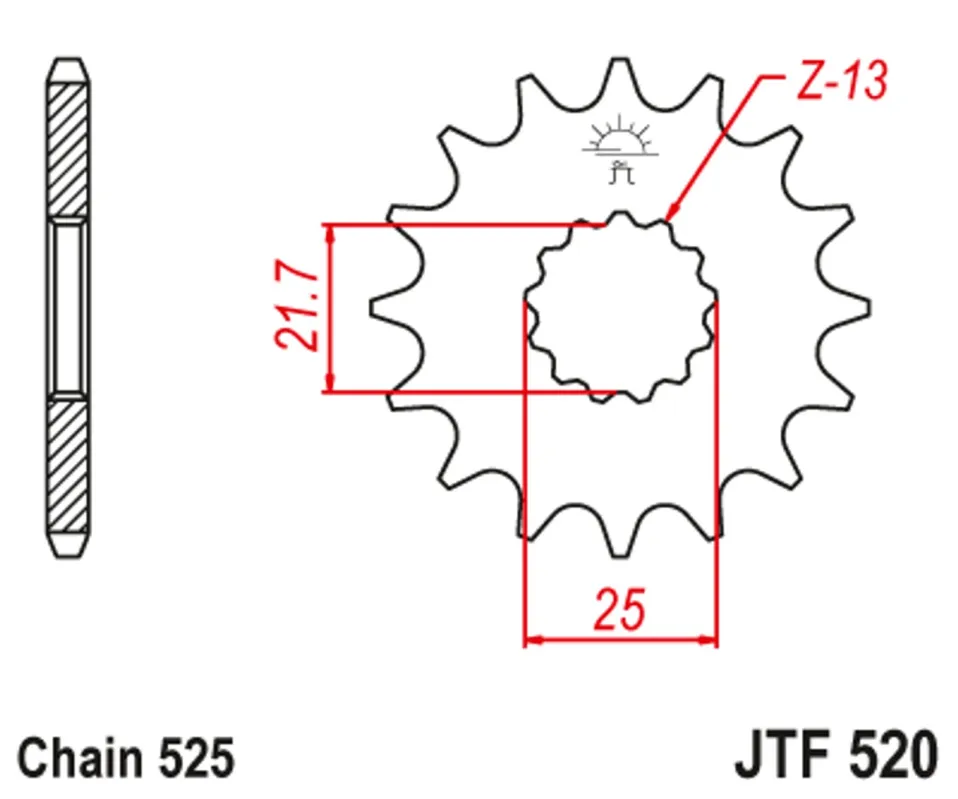 Speciální Cena Řetězové kolečko JT JTF 520-17 17 zubů, 525