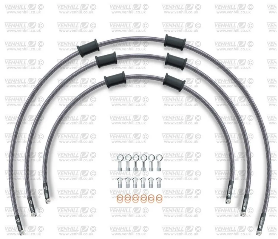 STANDARD Hadice přední brzdy sada Venhill POWERHOSEPLUS KAW-11008F (3 hadice v sadě) průhledné hadice, chromové koncovky Rychlé Dodání