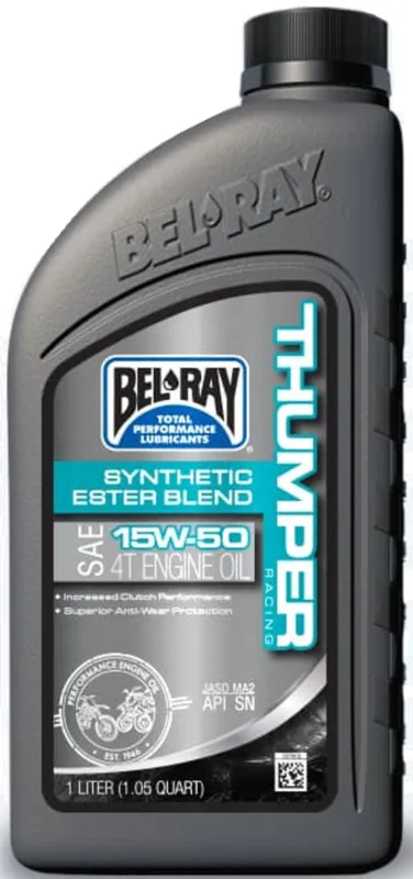 Značkový Motorový olej Bel-Ray THUMPER RACING SYNTHETIC ESTER BLEND 4T 15W-50 1 l