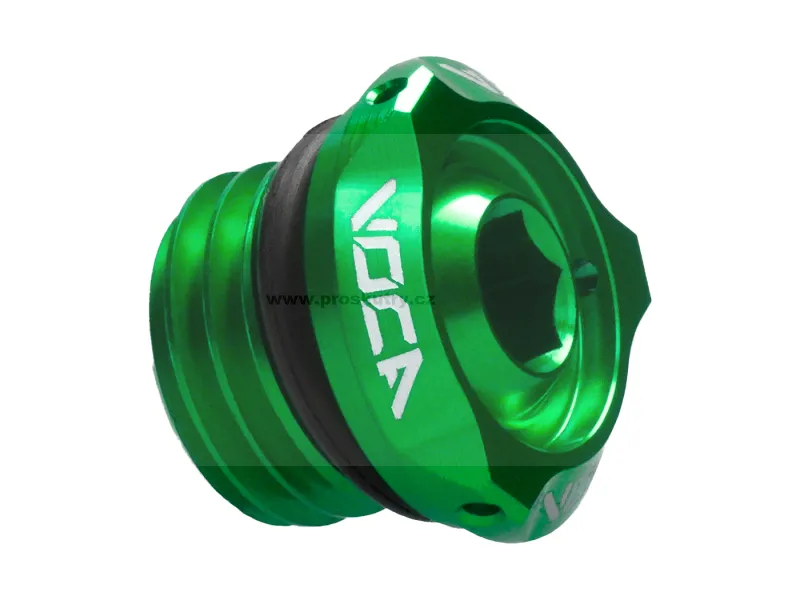 Plnicí zátka oleje VOCA V2 CNC zelená M16x2 pro Derbi EBE050 D50B0 Hit Sezóny