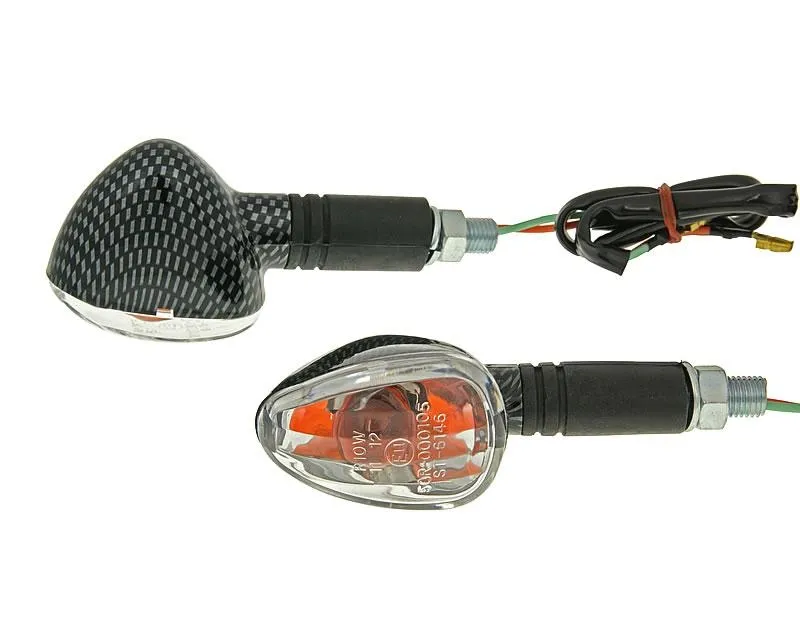 indicator light set M10 thread carbon look Doozy transparent, long version Víkendová Akce