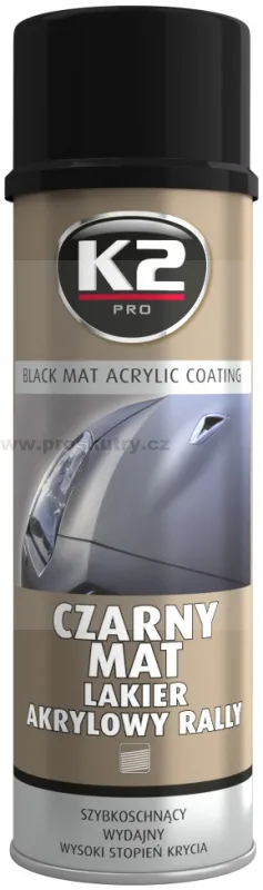 Černý akrylový matný lak K2 500ml Rally Sleva